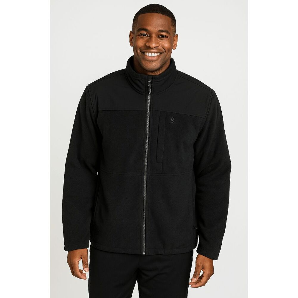 Free Country Men's Fleece Softshell Brick Fleece Jacket Black Size LARGE